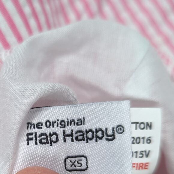 Flap Happy Bucket Hat Sz XS 0-3m Pink Pinstripe Seersucker - Picture 4 of 5